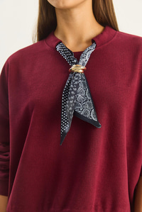 Kadın Fular Detaylı Pamuklu Ottoman Sweatshirt 6931 60283689 - Bordo SWEATSHİRT modelleri
