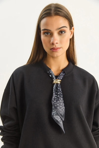 Kadın Fular Detaylı Pamuklu Ottoman Sweatshirt 6931 60283689 - Siyah SWEATSHİRT modelleri