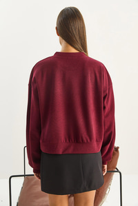 Kadın Fular Detaylı Pamuklu Ottoman Sweatshirt 6931 60283689 - Bordo SWEATSHİRT modelleri