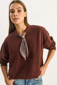 Kadın Fular Detaylı Pamuklu Ottoman Sweatshirt 6931 60283689 - Acı Kahve SWEATSHİRT modelleri