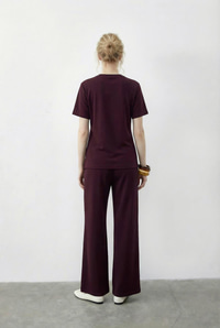 Kadın Fularlı Bağlama Detaylı T-Shirt Yüksek Bel Pantolon Alt-Üst Takım 7630 60286041 - Bordo ALT - ÜST TAKIM modelleri