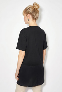Kadın Garnili Asimetrik Kesim Oversize Basic T-Shirt 1069 60286252 - Siyah T-SHİRT modelleri