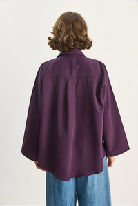 Kadın Geniş Kollu Tek Cep Detaylı Oversize Basic Poplin Gömlek 2144 60284103 - Mor GÖMLEK modelleri