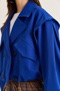 Kadın Geniş Kruvaze Yaka Cep Detaylı Lastikli Crop Trençkot 2834 60286460 - Saks DIŞ GİYİM modelleri