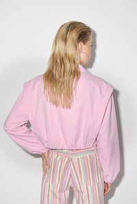 Kadın Geniş Kruvaze Yaka Cep Detaylı Lastikli Crop Trençkot 2834 60286460 - Pembe DIŞ GİYİM modelleri