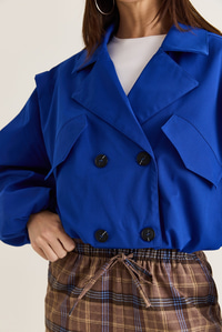 Kadın Geniş Kruvaze Yaka Cep Detaylı Lastikli Crop Trençkot 2834 60286460 - Saks DIŞ GİYİM modelleri