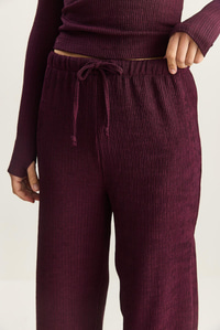 Kadın Geniş Paça Krinkıl Örme Pantolon 4108 60283847 - Mürdüm PANTOLON modelleri