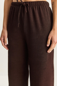 Kadın Geniş Paça Krinkıl Örme Pantolon 4108 60283847 - Kahverengi PANTOLON modelleri