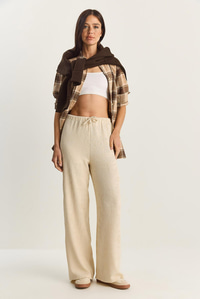 Kadın Geniş Paça Krinkıl Örme Pantolon 4108 60283847 - Krem PANTOLON modelleri