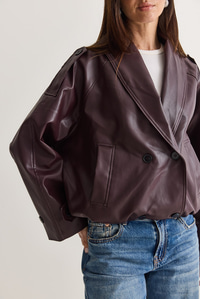 Kadın Geniş Şal Yaka Cep Detaylı Beli Lastikli Bomber Kesim Astarlı Suni Deri Ceket 1147 60286763 - Bordo CEKET modelleri