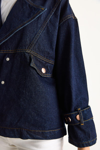 Kadın Geniş Yaka Uzun Kollu Ayarlanabilir Manşetli Denim Ceket 6089 60283543 - Lacivert CEKET modelleri
