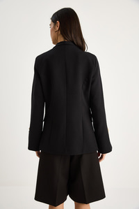 Kadın Gold Düğme Detaylı Hakim Yaka Şık Blazer Ceket 50182 60283264 - Siyah