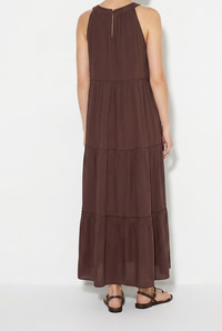 Kadın Halter Yaka Kat Kat Detaylı Modal Maxi Elbise 4852 60286367 - Acı Kahve ELBİSE modelleri