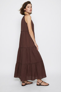 Kadın Halter Yaka Kat Kat Detaylı Modal Maxi Elbise 4852 60286367 - Acı Kahve ELBİSE modelleri