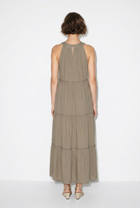 Kadın Halter Yaka Kat Kat Detaylı Modal Maxi Elbise 4852 60286367 - Haki ELBİSE modelleri