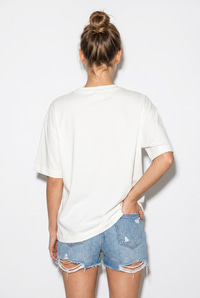 Kadın Hello Sea Baskılı Bisiklet Yaka Oversize Basic T-Shirt ÖT261124 60286378 - Beyaz T-SHİRT modelleri