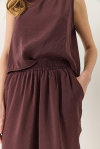 Kadın Kalın Askılı Bluz Beli Lastikli Pantolon Modal Takım 3089 60283231 - Patlıcan
