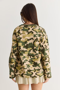 Kadın Kamuflaj Desenli Oversize Sweatshirt 6216 60286561 - Yeşil SWEATSHİRT modelleri