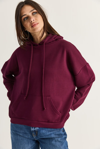 Kadın Kanat Detaylı Taş İşlemeli Kapüşonlu Kanguru Cepli Sweatshirt 4197 60286519 - Mürdüm SWEATSHİRT modelleri