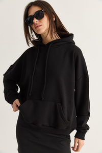 Kadın Kanat Detaylı Taş İşlemeli Kapüşonlu Kanguru Cepli Sweatshirt 4197 60286519 - Siyah SWEATSHİRT modelleri