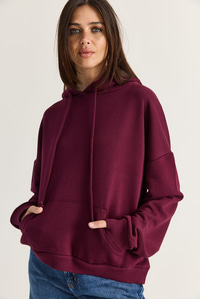 Kadın Kanat Detaylı Taş İşlemeli Kapüşonlu Kanguru Cepli Sweatshirt 4197 60286519 - Mürdüm SWEATSHİRT modelleri