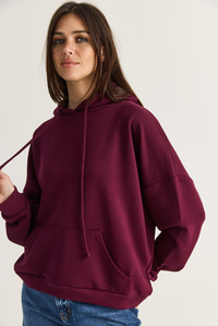 Kadın Kanat Detaylı Taş İşlemeli Kapüşonlu Kanguru Cepli Sweatshirt 4197 60286519 - Mürdüm SWEATSHİRT modelleri