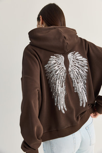 Kadın Kanat Detaylı Taş İşlemeli Kapüşonlu Kanguru Cepli Sweatshirt 4197 60286519 - Acı Kahve SWEATSHİRT modelleri
