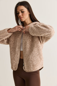 Kadın Kapüşonlu Biyeli Fermuarlı Cep Detaylı Teddy Peluş Sweat 2970 60286606 - Bej-Vizon SWEATSHİRT modelleri