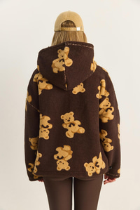 Kadın Kapüşonlu Cep Detaylı Teddy Oversize Polar Sweatshirt 4133 60283893 - Kahverengi SWEATSHİRT modelleri