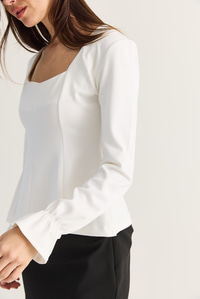 Kadın Kare Yaka Büzgülü Kol Detaylı Bluz Modal 588 60286493 - Beyaz BLUZ modelleri