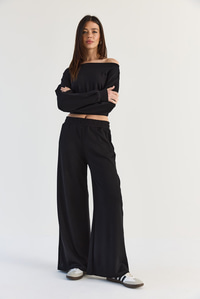 Kadın Kayık Yaka Beli Korseli Crop Bluz Cep Detaylı Palazzo Pantolon Modal Takım 36049 60286542 - Siyah ALT - ÜST TAKIM modelleri