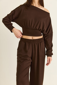 Kadın Kayık Yaka Beli Korseli Crop Bluz Cep Detaylı Palazzo Pantolon Modal Takım 36049 60286542 - Acı Kahve ALT - ÜST TAKIM modelleri