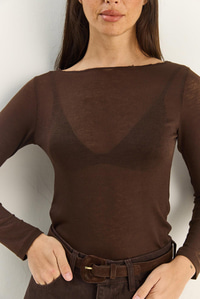 Kadın Kayık Yaka Modal Ultra Hafif Bluz 1012 60283863 - Kahve BLUZ modelleri