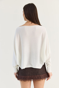 Kadın Kayık Yaka Oversize Kollu Merserize Pelerin Triko Bluz TK261145 60286540 - Krem BLUZ modelleri