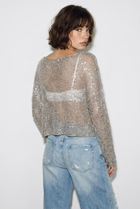 Kadın Kayık Yaka Pullu File Dokulu Yarasa Kollu Crop Bluz 2765 60286345 - Bej BLUZ modelleri
