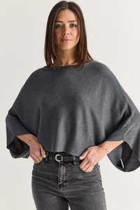 Kadın Kayık Yaka Yarasa Kol Oversize Crop Triko Kazak TK261126 60286718 - Füme KAZAK modelleri