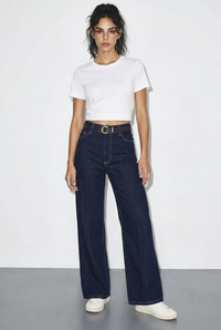 Kadın Kemerli Likralı Geniş Paça Denim Pantolon 3289 60286059 - Lacivert PANTOLON modelleri