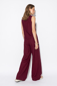 Kadın Keten Bluz Pantolon Takım 3392 60283483 - Bordo ALT - ÜST TAKIM modelleri