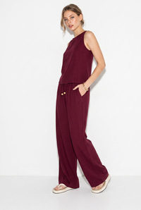 Kadın Keten Bluz Pantolon Takım 3392 60283483 - Bordo ALT - ÜST TAKIM modelleri