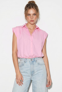 Kadın Kolsuz Gömlek Yaka Beli Lastikli Balon Crop Gömlek DG261030 60286343 - Pembe GÖMLEK modelleri