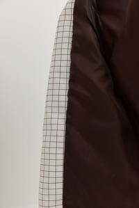 Kadın Kontrast Yaka Ekose Desenli Astarlı Oversize Trençkot M-1 60286563 - Beyaz-Kahve DIŞ GİYİM modelleri
