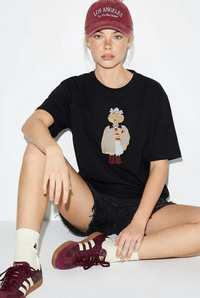 Kadın Köpek Nakışlı Taş İşlemeli Relaxed Fit %100 Pamuk T-Shirt 1077 60286067 - Siyah T-SHİRT modelleri