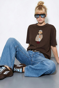 Kadın Köpek Nakışlı Taş İşlemeli Relaxed Fit %100 Pamuk T-Shirt 1077 60286067 - Acı Kahve T-SHİRT modelleri