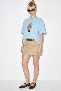 Kadın Köpek Nakışlı Taş İşlemeli Relaxed Fit %100 Pamuk T-Shirt 1077 60286067 - Bebe Mavisi T-SHİRT modelleri