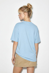 Kadın Köpek Nakışlı Taş İşlemeli Relaxed Fit %100 Pamuk T-Shirt 1077 60286067 - Bebe Mavisi T-SHİRT modelleri