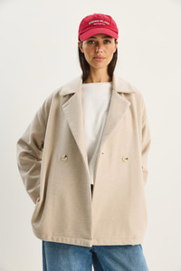 Kadın Kruvaze Yaka Cep Detaylı Kaşe Blazer Ceket 60283757 - Bej CEKET modelleri