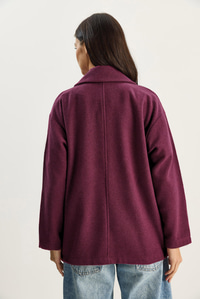Kadın Kruvaze Yaka Cep Detaylı Kaşe Blazer Ceket 60283757 - Mor CEKET modelleri
