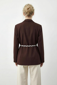 Kadın Kruvaze Yaka Fular Kemerli Kadın Blazer Ceket 8014 60283988 - Kahverengi CEKET modelleri