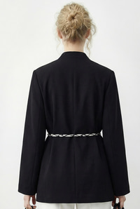 Kadın Kruvaze Yaka Fular Kemerli Kadın Blazer Ceket 8014 60283988 - Siyah CEKET modelleri