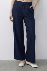 Kadın Kruvaze Yaka Saten Kuşaklı Yelek Bol Pantolon Alt-Üst Denim Takım 9415 60286044 - Lacivert ALT - ÜST TAKIM modelleri